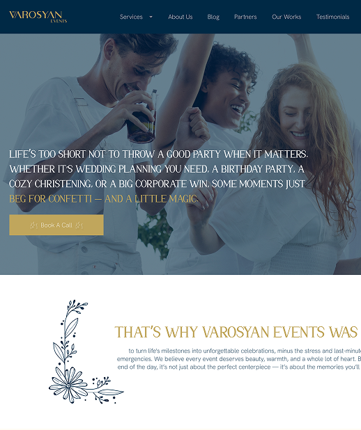 Digital Presence for Varosyan Events – Web Design, SEO & Content