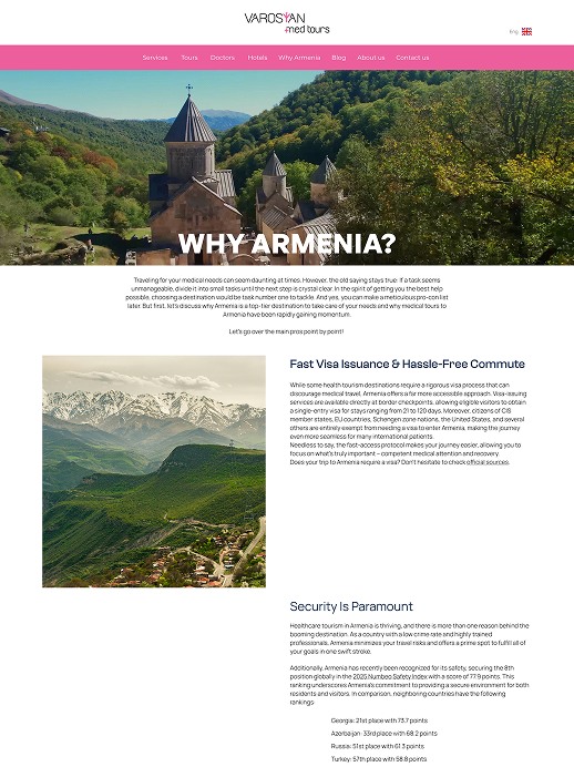 Full Web Solution for Varosyan Med Tours (Medical Tourism)