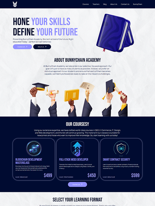 BunnyChain Academy – Custom Laravel Learning Platform Development & SEO