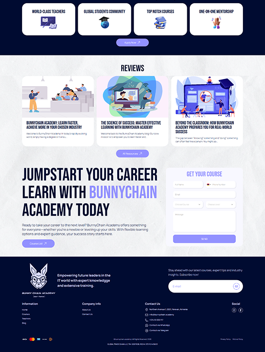 BunnyChain Academy – Custom Laravel Learning Platform Development & SEO