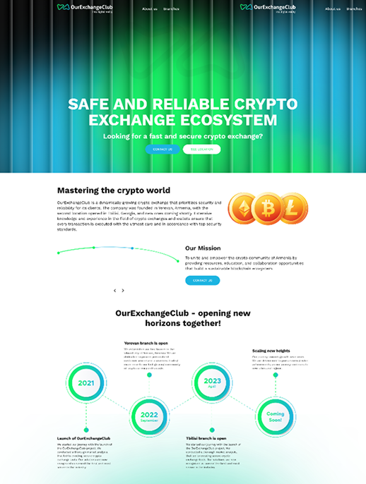 OurExchangeClub – Crypto Exchange Platform Design, Development & SEO by BunnyChain AI